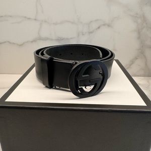 GUCCI LEATHER BELT WITH INTERLOCKING G